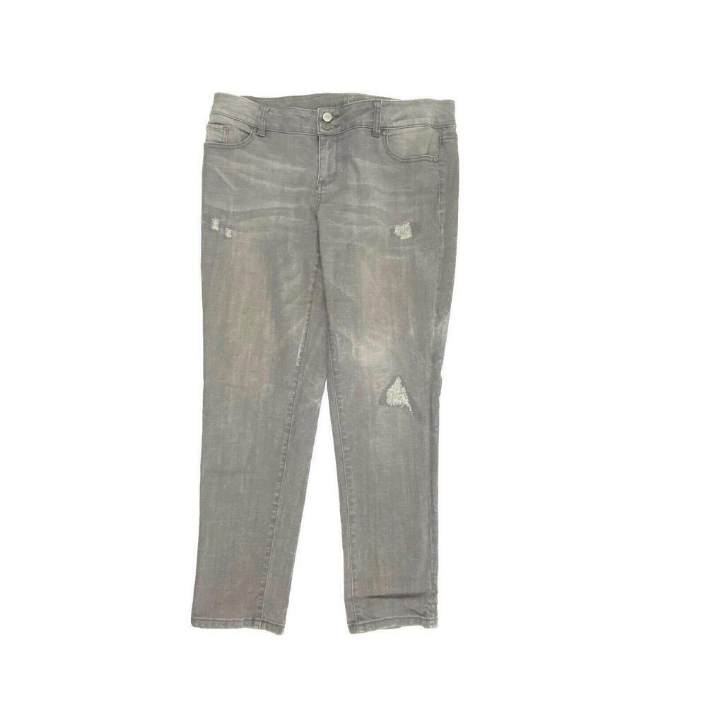 New York & Company Boyfriend Jeans Women 12 Gray Distressed Soho R4930